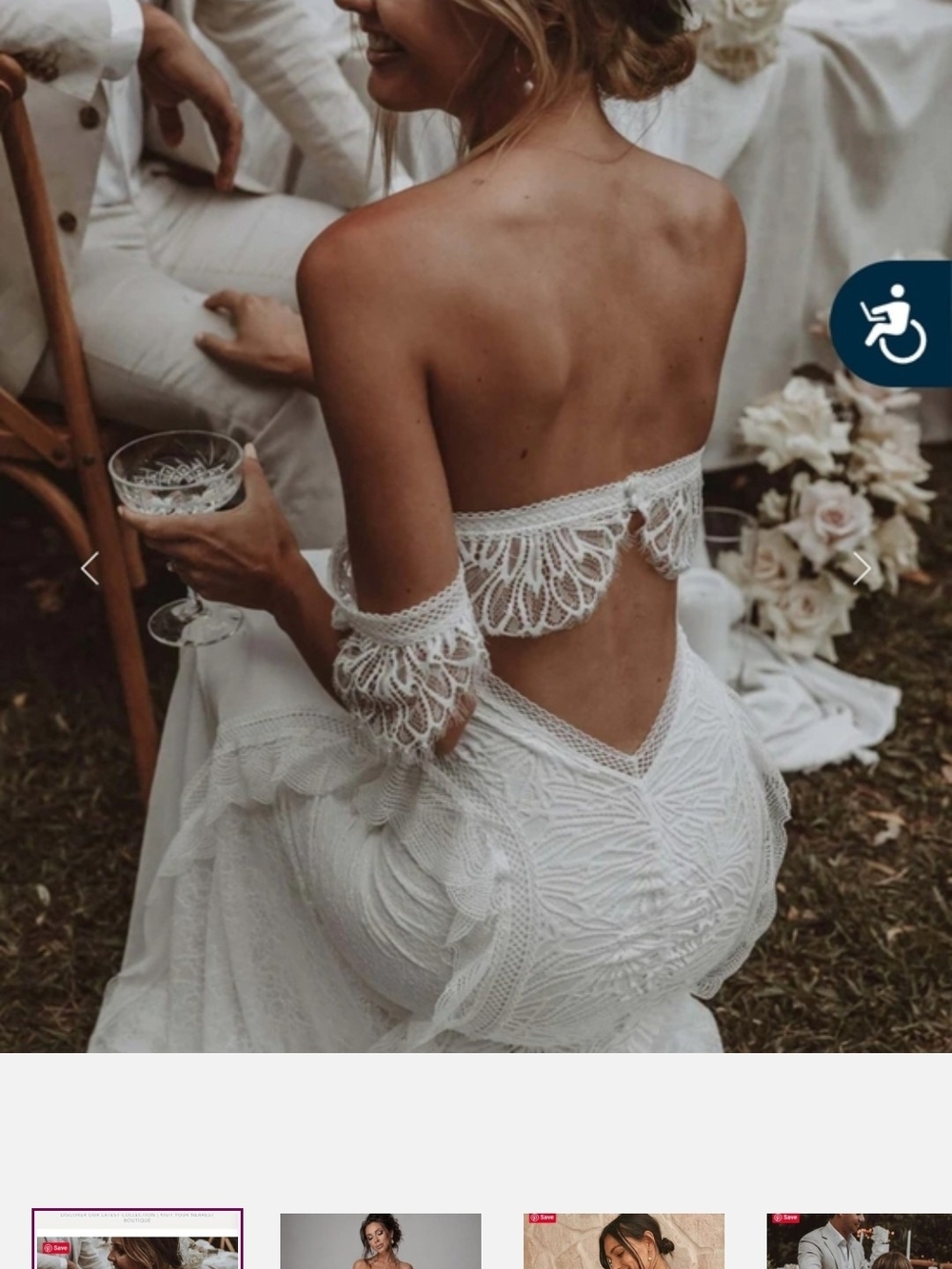 Bohemian Lace Off-Shoulder Wedding Dress in White Grace Loves Lace Noah